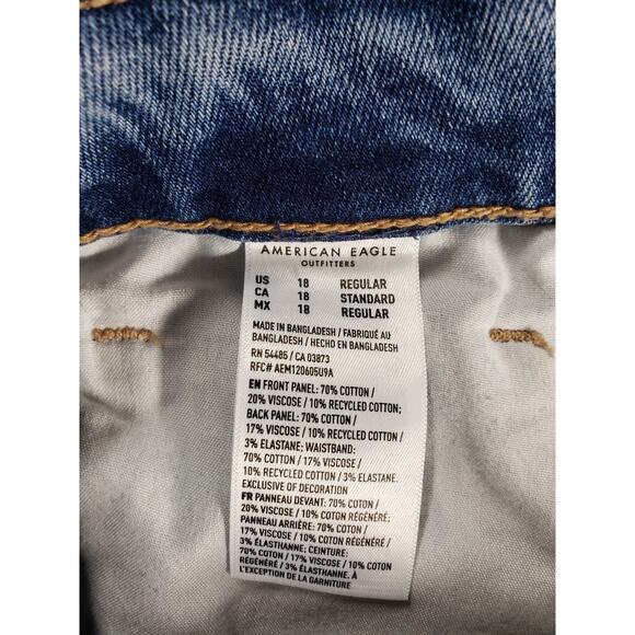 American Eagle Jeans Size 18 Womens Blue Stretch Pants Mid Rise Curvy Mom - Picture 5 of 14